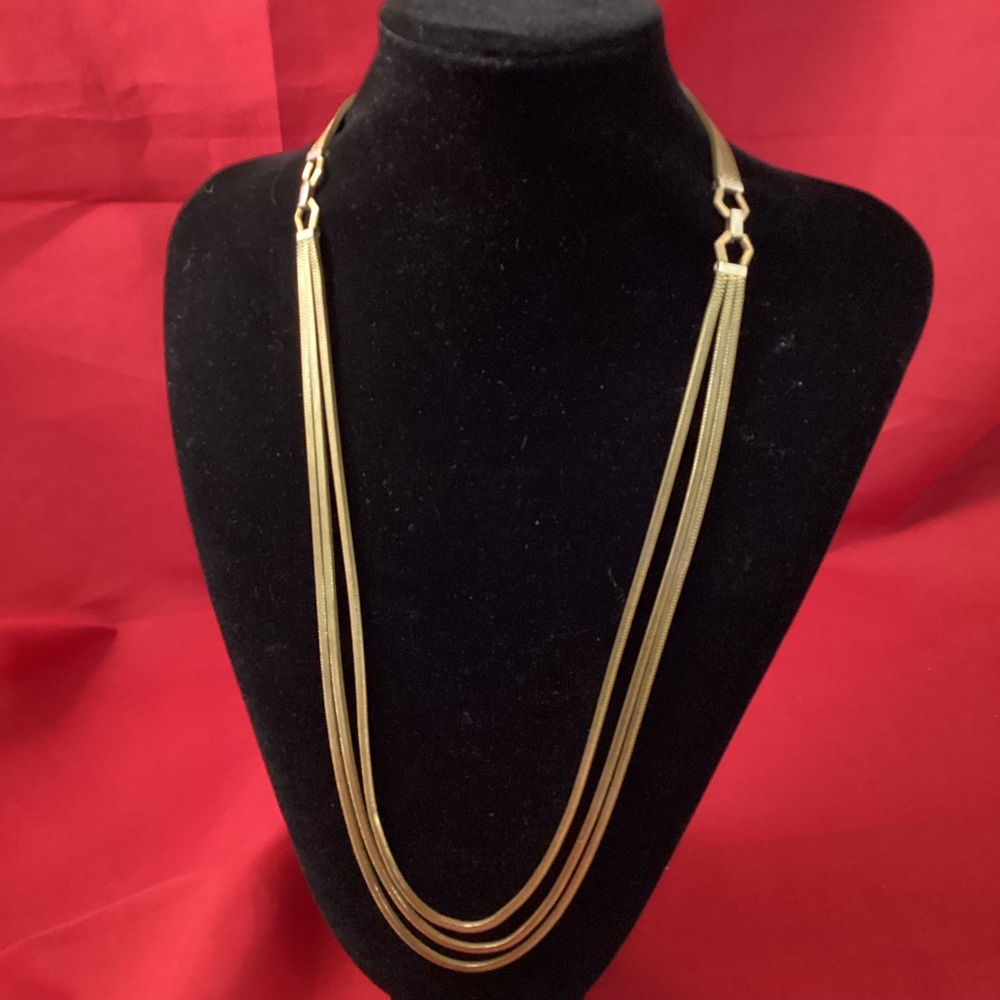 Chic three rows copper (?) necklace - Picture 1 of 7